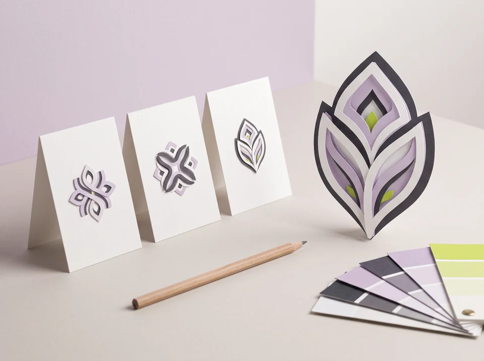 Abstract logo concepts and a selected design