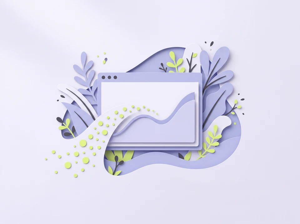 Decorative browser illustration with an abstract traffic trend
